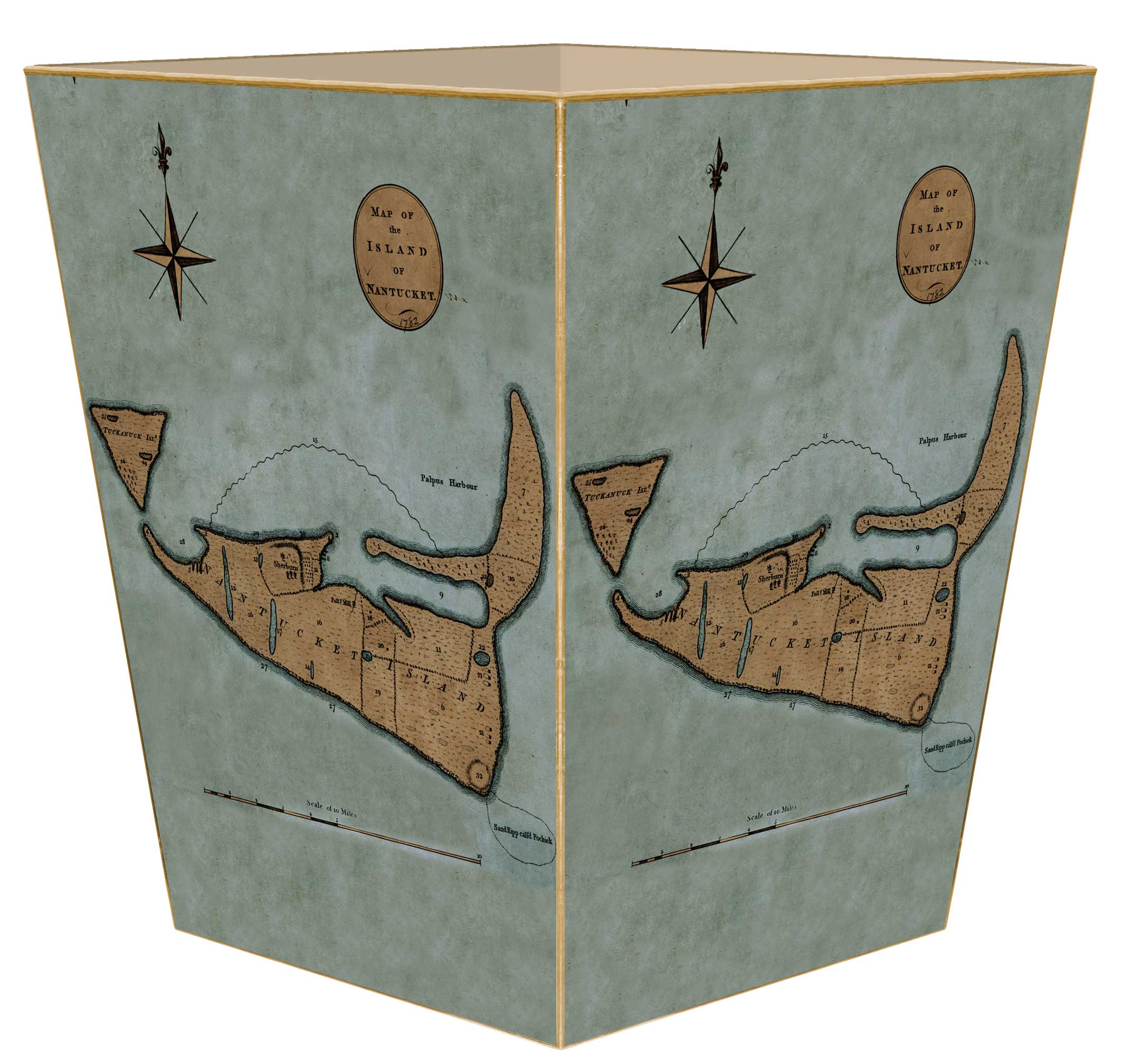 Marye-Kelley - Antique Golfers  Wastepaper Basket: Scalloped Top