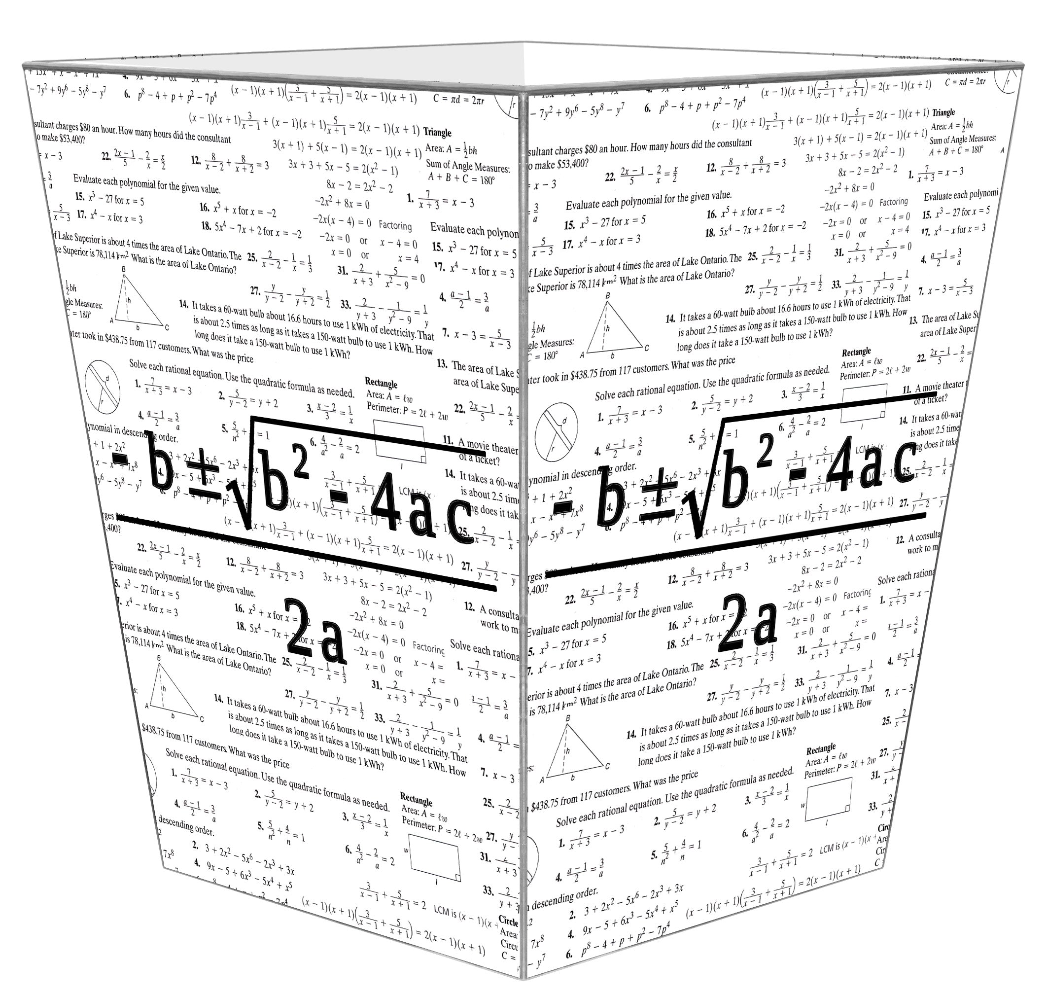 WB1390-Quadratic Equation Algebra Wastepaper Basket – Marye_Kelley
