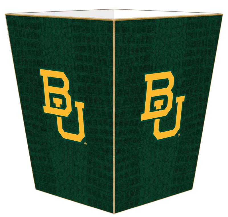 WB3128-Interlocking BU on Green Crock Wastepaper Basket – Marye_Kelley